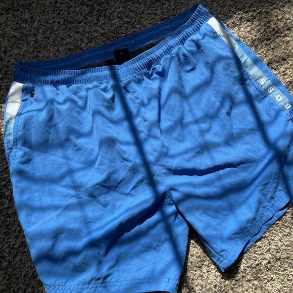 Men's HUGO BOSS Sea Blue Swim Trunks Swimsuit Logo Size XL Fishing outdoor - Picture 2 of 10